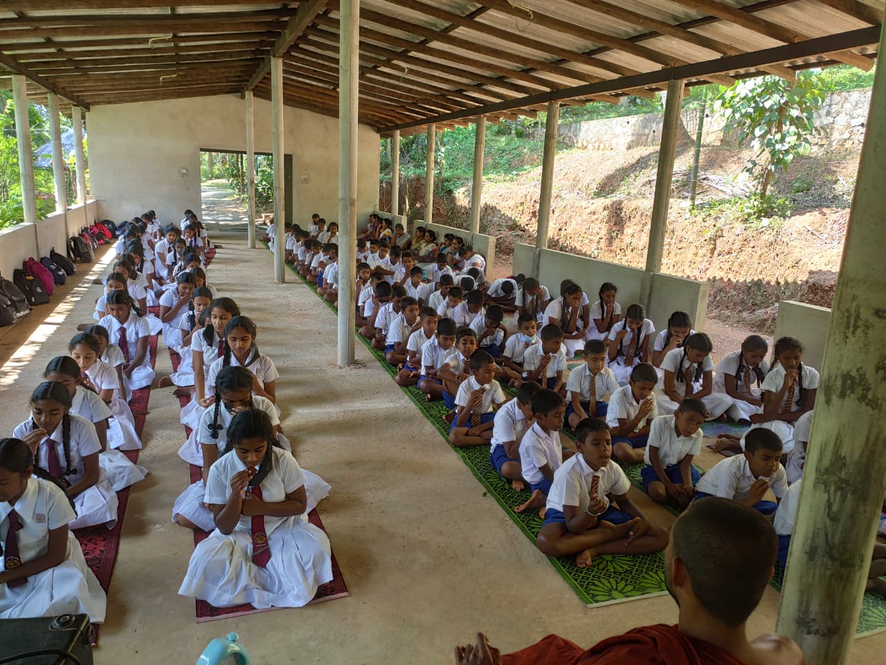 Mindfulness programme session with children in Sri Lanka